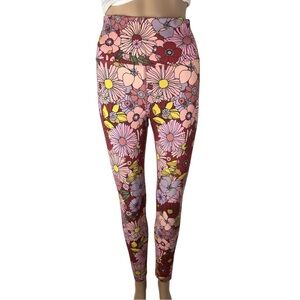Anthropologie x Beach Riot Piper Bright Floral Print Leggings in Marsala Floral